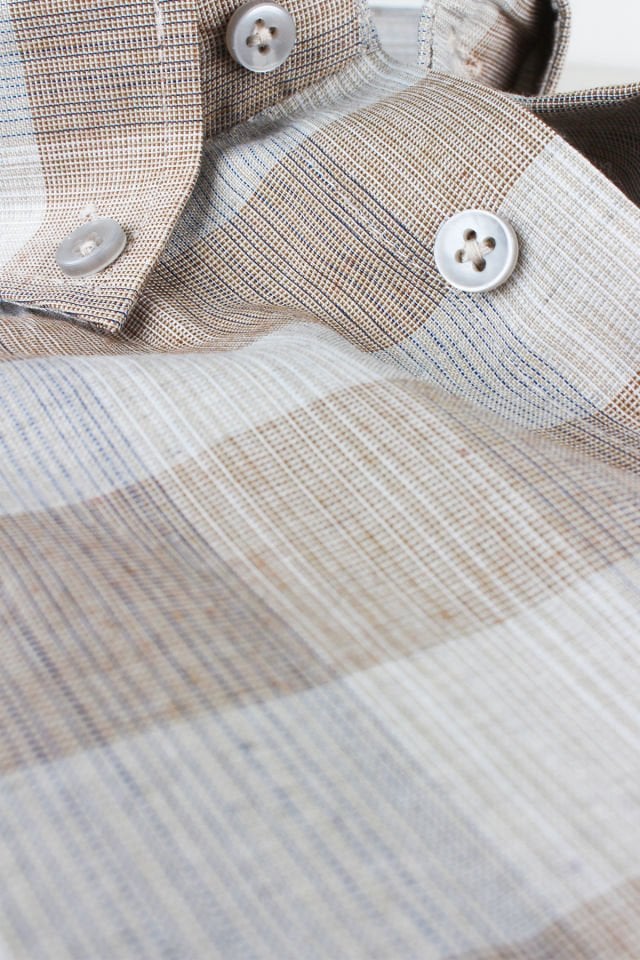 Varetta Erkek Taba Kahverengi Kareli Uzun Kollu Çift Cepli Büyük Beden Gömlek