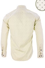 Erkek Slim Fit Bej Rengi Desenli Koldan Katlamalı Erkek Gömlek