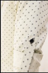 Erkek Slim Fit Bej Rengi Desenli Koldan Katlamalı Erkek Gömlek