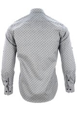 Erkek Slim Fit Gri Desenli Koldan Katlamalı Erkek Gömlek