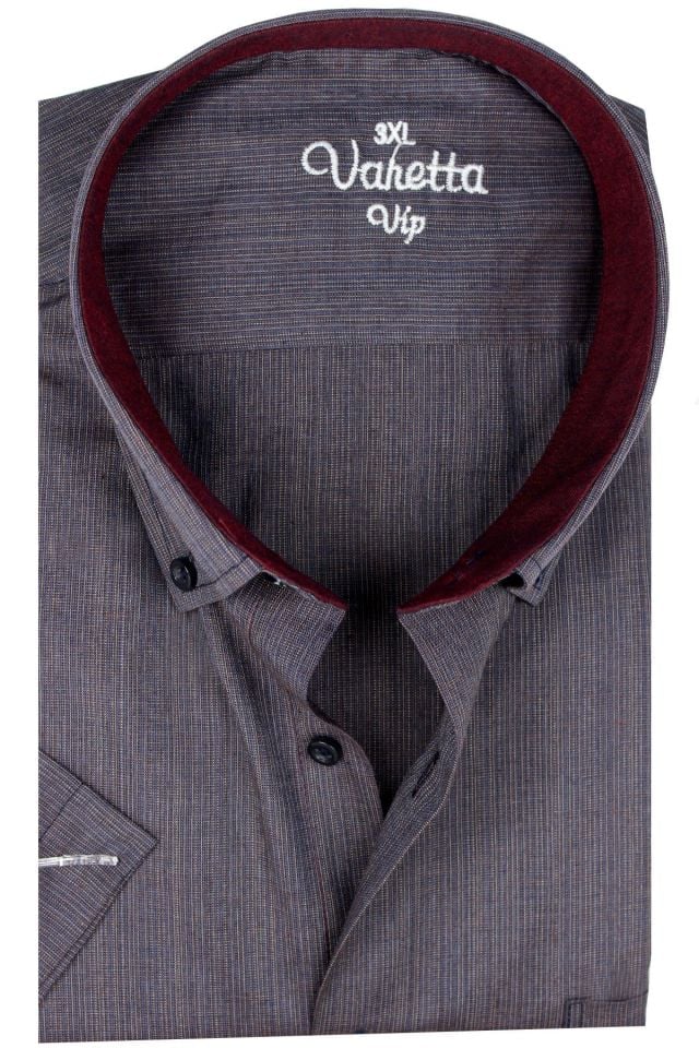 Varetta Erkek Mürdüm Büyük Beden Kısa Kollu Gömlek