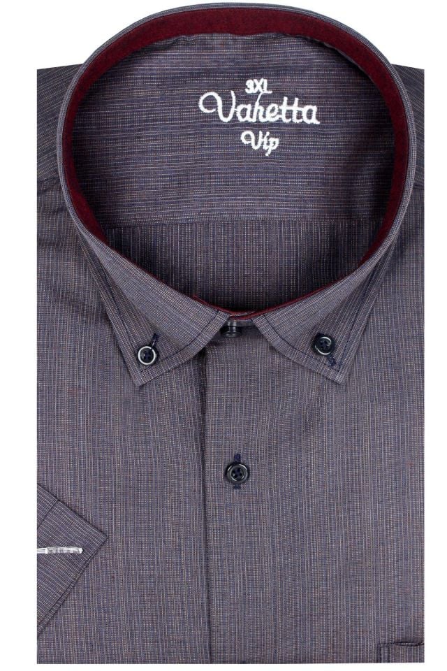 Varetta Erkek Mürdüm Büyük Beden Kısa Kollu Gömlek