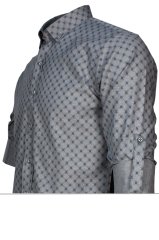 Erkek Slim Fit Gri Koldan Katlamalı Desenli Erkek Gömlek