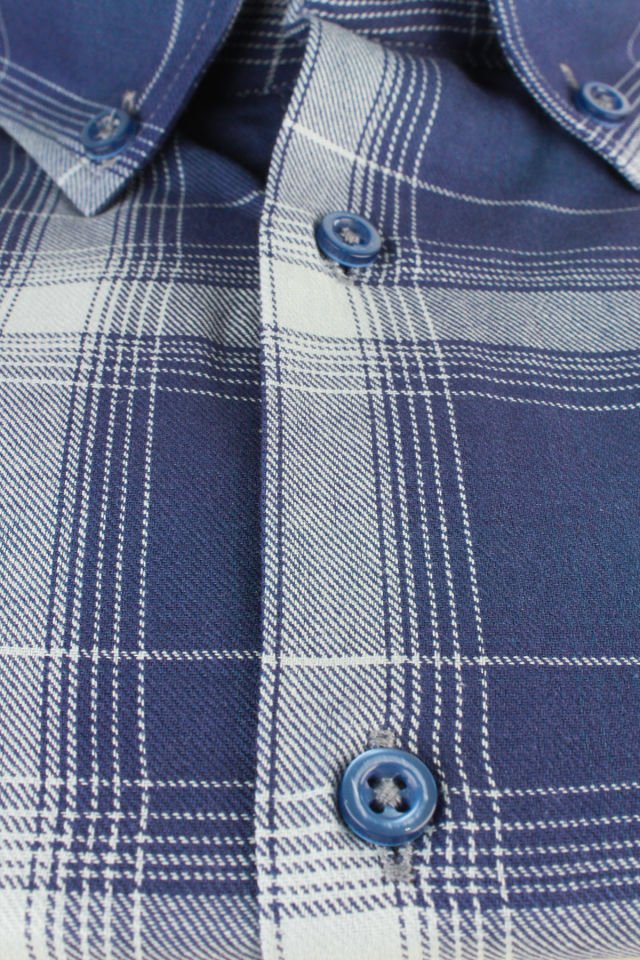 Varetta Erkek Lacivert Kareli Uzun Kollu Çift Cepli Büyük Beden Gömlek