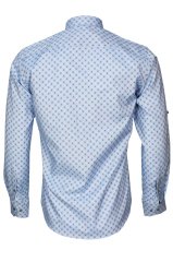 Erkek Slim Fit Açık Mavi Koldan Katlamalı Desenli Erkek Gömlek