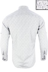 Erkek Slim Fit Beyaz Desenli Koldan Katlamalı Erkek Gömlek