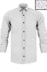 Erkek Slim Fit Beyaz Desenli Koldan Katlamalı Erkek Gömlek