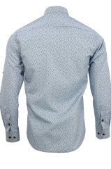 Erkek Slim Fit Açık Mavi Desenli Koldan Katlamalı Erkek Gömlek