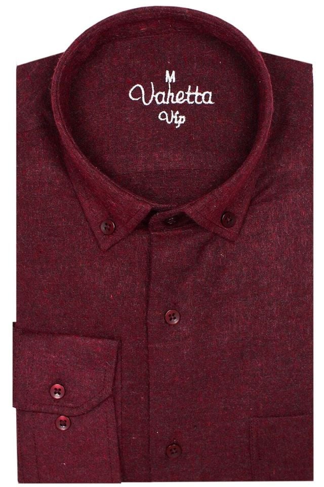 Varetta Erkek Bordo Kışlık Yaka Düğmeli Cepli Gömlek