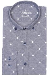 Erkek Slim Fit Gri Desenli Koldan Katlamalı Erkek Gömlek
