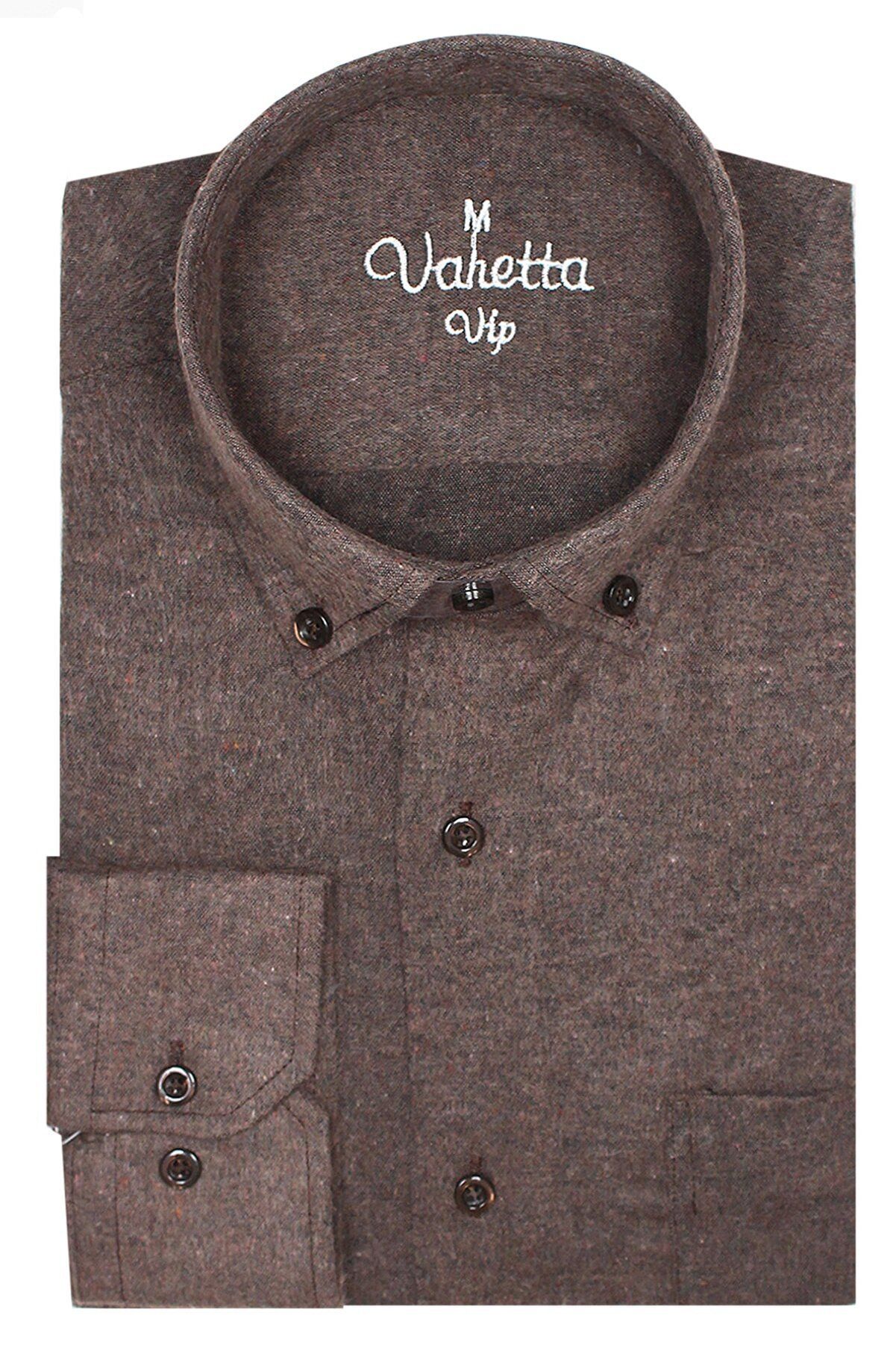 Varetta Erkek Kahverengi Kışlık Cepli Yaka Düğmeli Gömlek