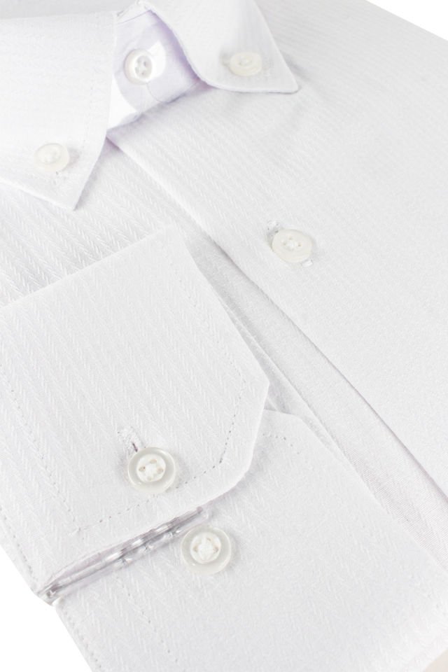 Varetta Erkek Beyaz Çizgili Uzun Kollu Cepli Büyük Beden Gömlek