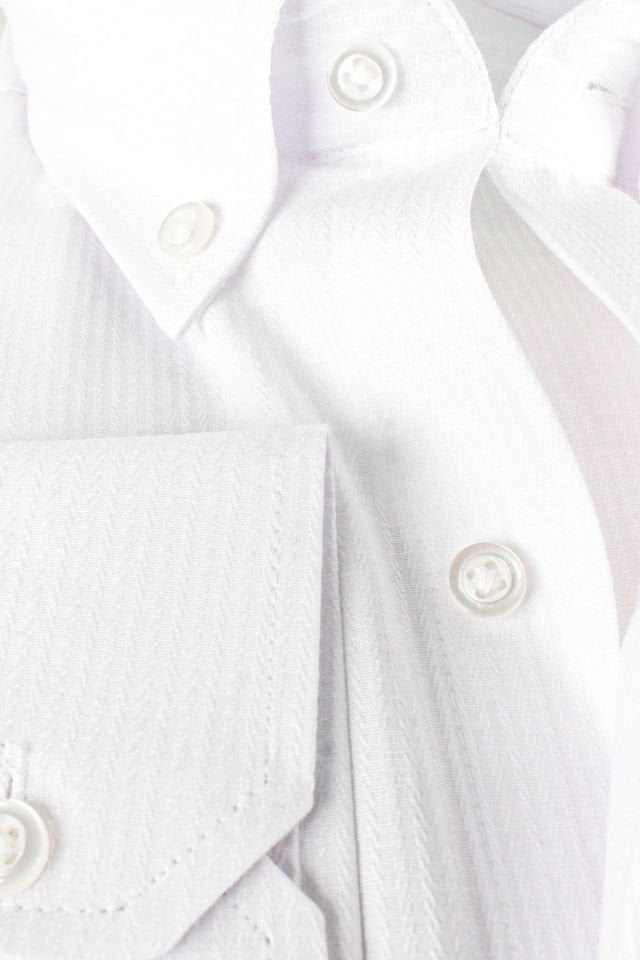 Varetta Erkek Beyaz Çizgili Uzun Kollu Cepli Büyük Beden Gömlek