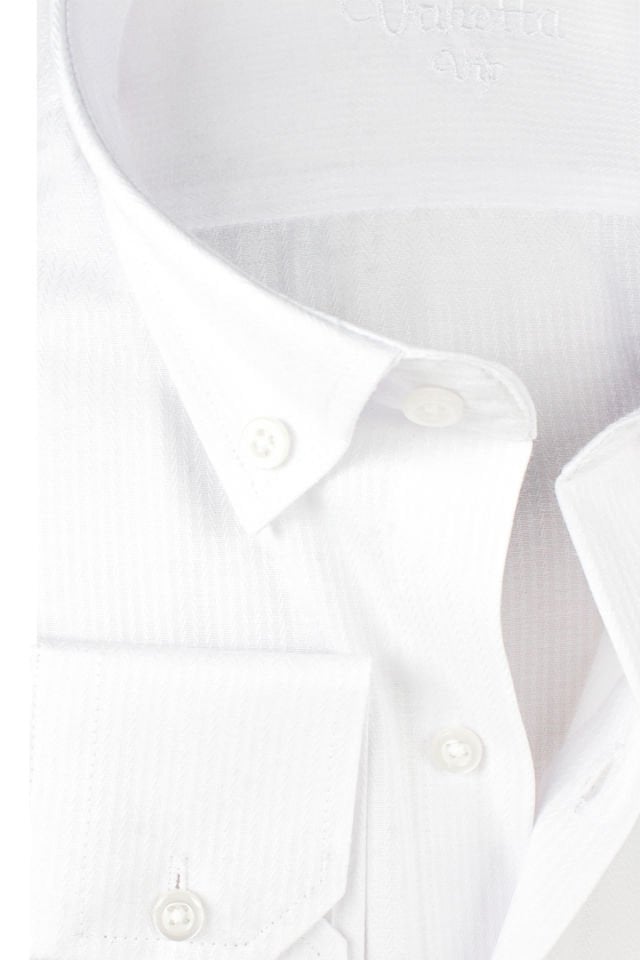 Varetta Erkek Beyaz Çizgili Uzun Kollu Cepli Büyük Beden Gömlek