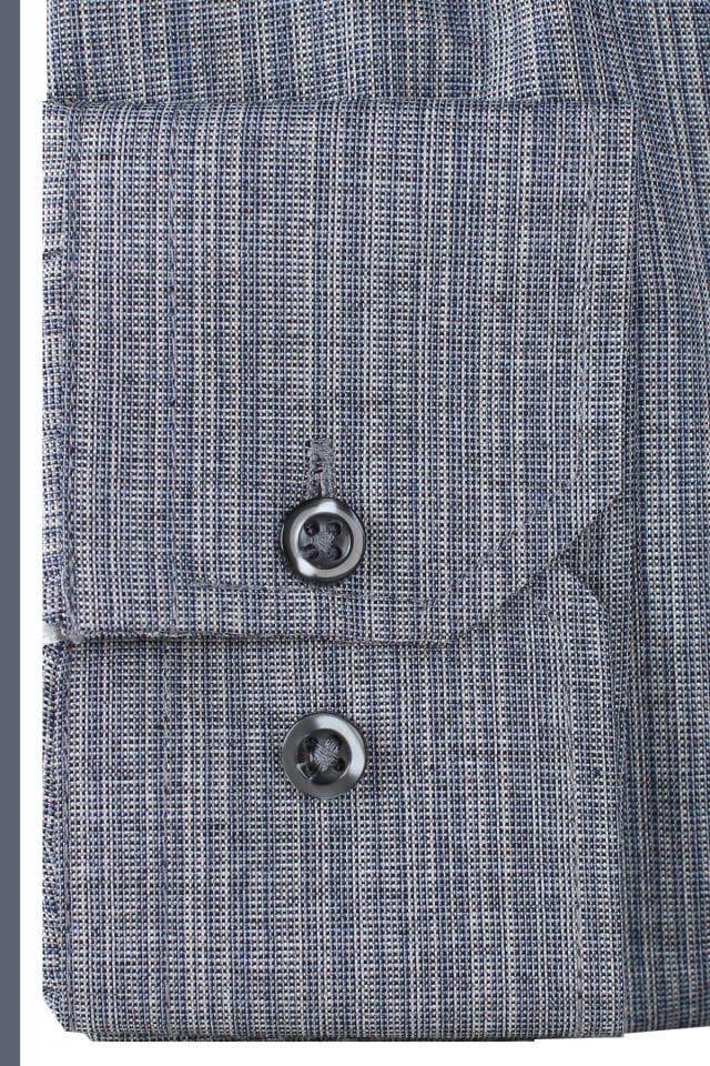 Varetta Erkek Gri Çizgili Uzun Kollu Cepli Büyük Beden Gömlek