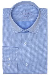 Erkek Deniz Mavisi Uzun Kol Mini Desen Slim Fit Erkek Gömlek M - Deniz Mavisi