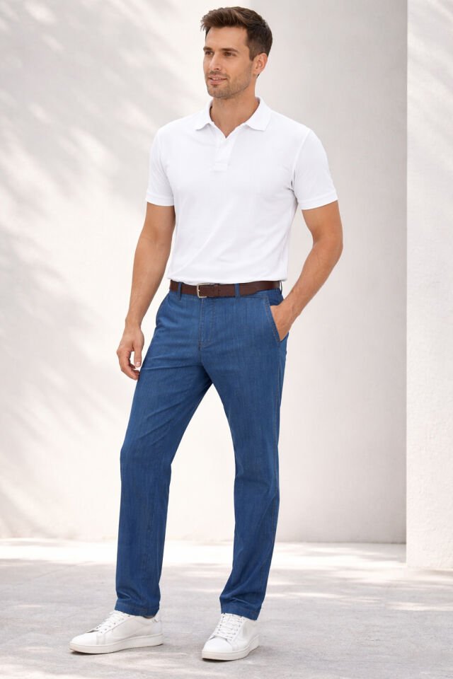 Varetta Erkek Mavi Yazlık Kot Pantolon Yandan Cepli İnce Tensel