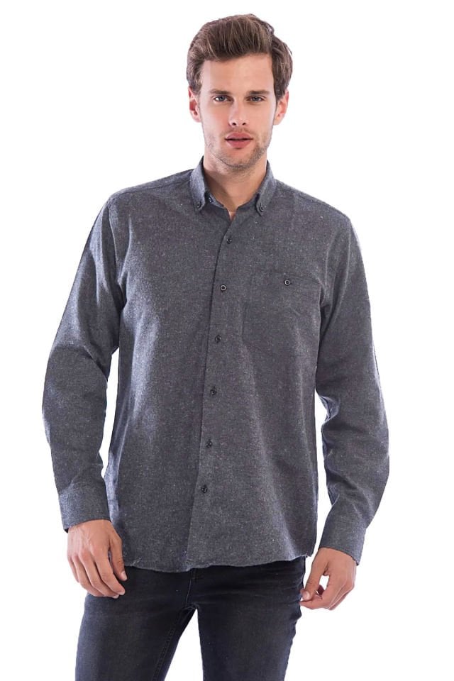 Varetta Erkek Antrasit Kışlık Cepli Düz Geniş Kesim Cepli Gömlek