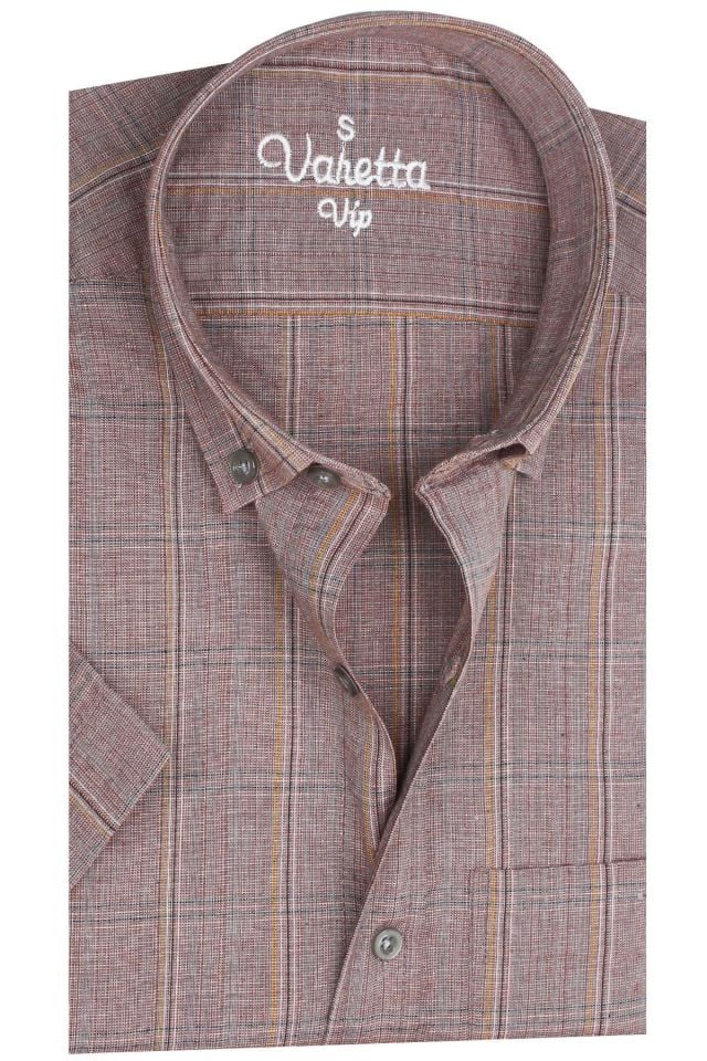 Varetta Fındık Kabuğu Kısa Kollu Pamuklu Yazlık Gömlek