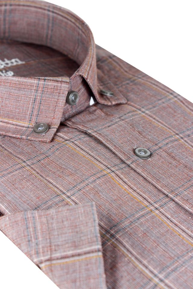 Varetta Fındık Kabuğu Kısa Kollu Pamuklu Yazlık Gömlek