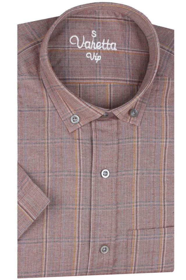 Varetta Fındık Kabuğu Kısa Kollu Pamuklu Yazlık Gömlek