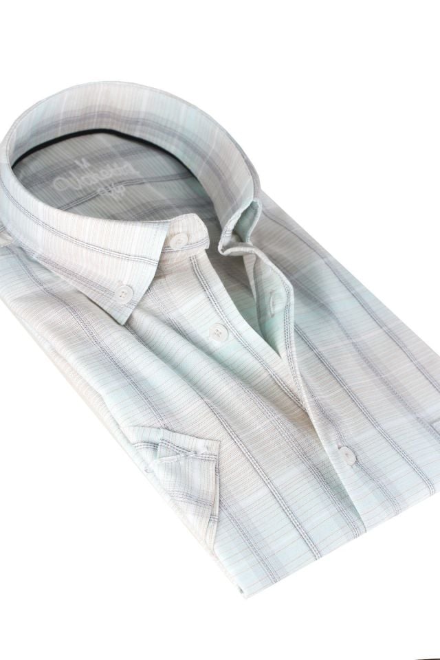 Varetta Su Yeşili Kısa Kollu Pamuklu Yazlık Gömlek