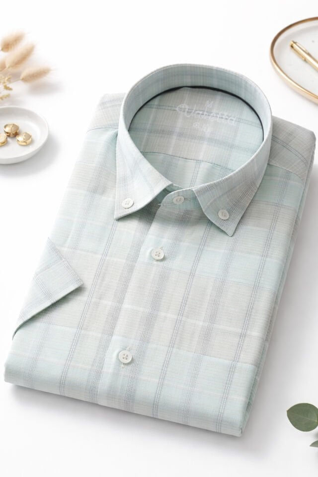 Varetta Su Yeşil Gömlek Kısa Kollu Pamuklu Yazlık Cepli Casual