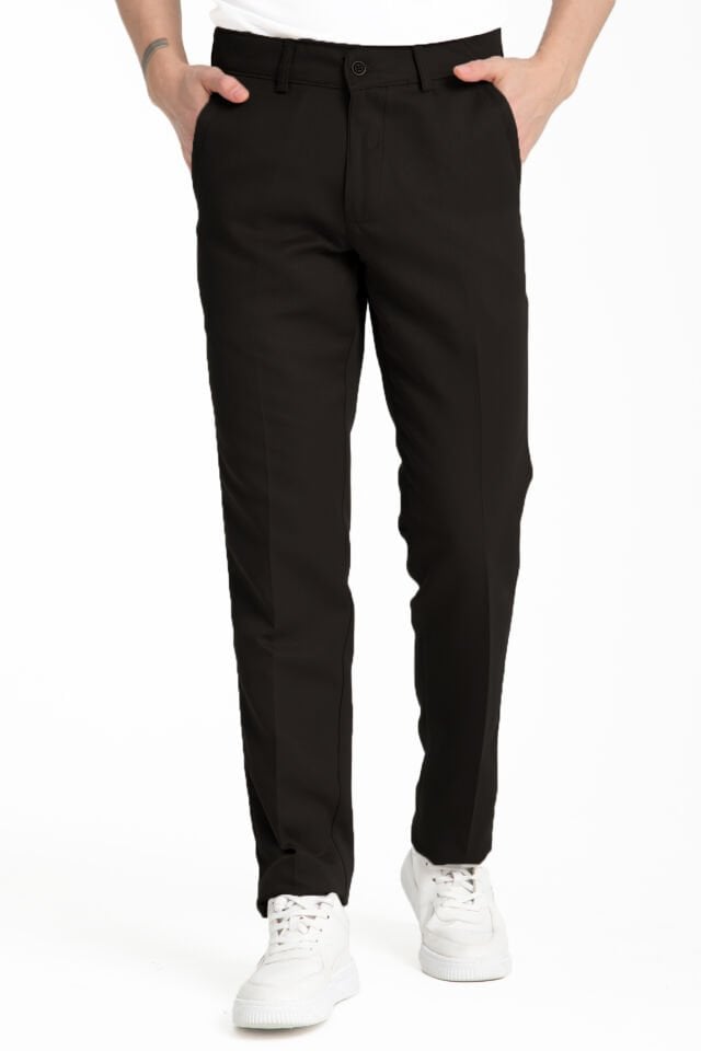 Varetta Erkek Siyah Düz Pamuklu Cepli Yazlık Keten Pantolon