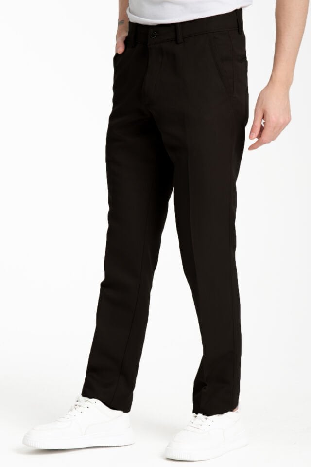 Varetta Erkek Siyah Düz Pamuklu Cepli Yazlık Keten Pantolon