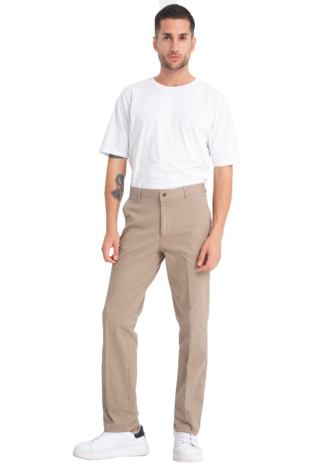 Varetta Erkek Vizon Rengi Kanvas Likralı Regular Cepli Pantolon