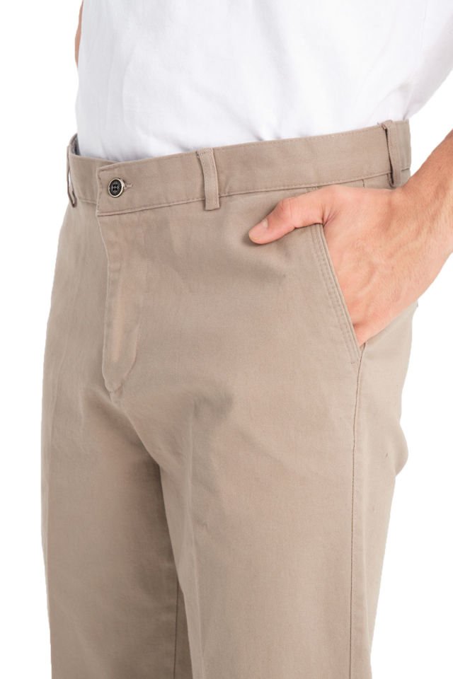 Varetta Erkek Vizon Rengi Kanvas Likralı Regular Cepli Pantolon