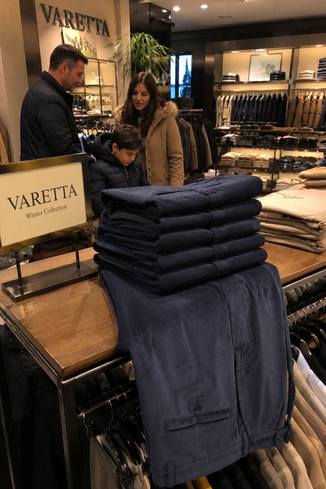 Varetta Erkek Lacivert Kışlık Kadife Pantolon Polarlı Klasik Kesim