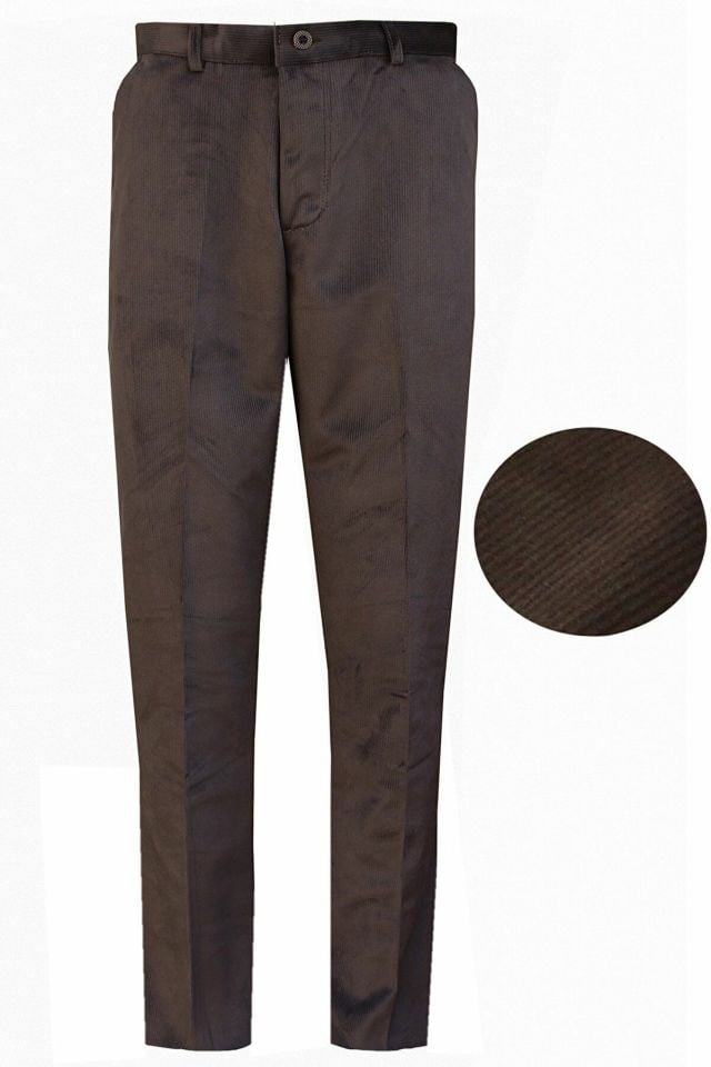 Varetta Erkek Kahverengi Kışlık İçi Yünlü Polarlı Klasik Kesim Kadife Pantolon