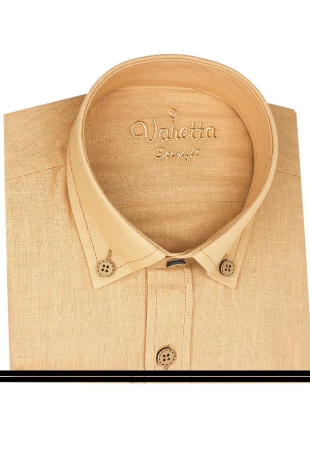 Varetta Erkek Gold Keten Slim Fit Uzun Kol Gömlek