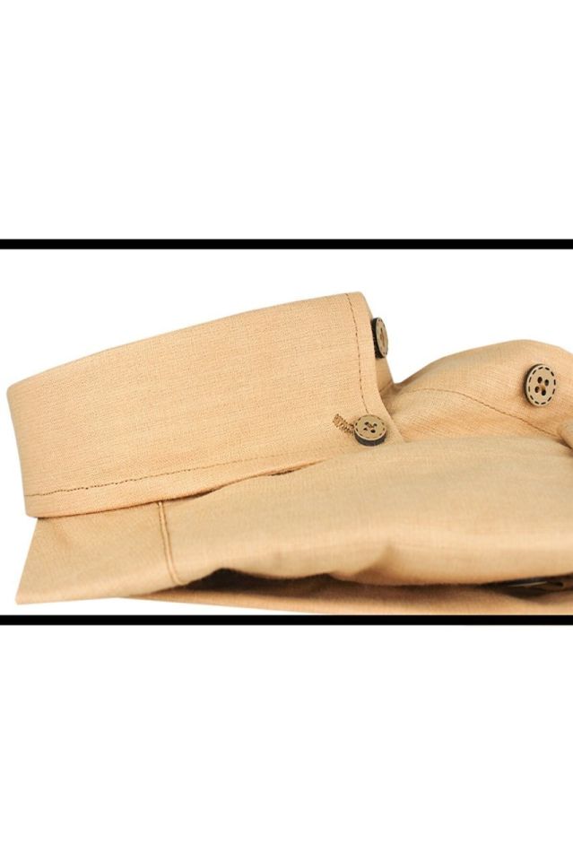 Varetta Erkek Gold Keten Slim Fit Uzun Kol Gömlek