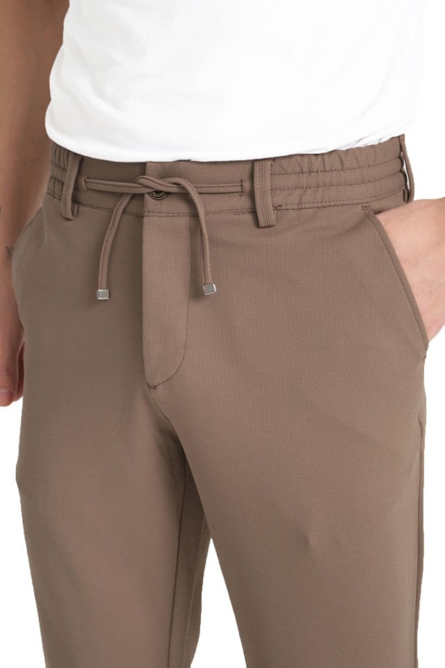 Varetta Erkek Kahverengi Cepli Düz Paça Regular Jogger Pantolon