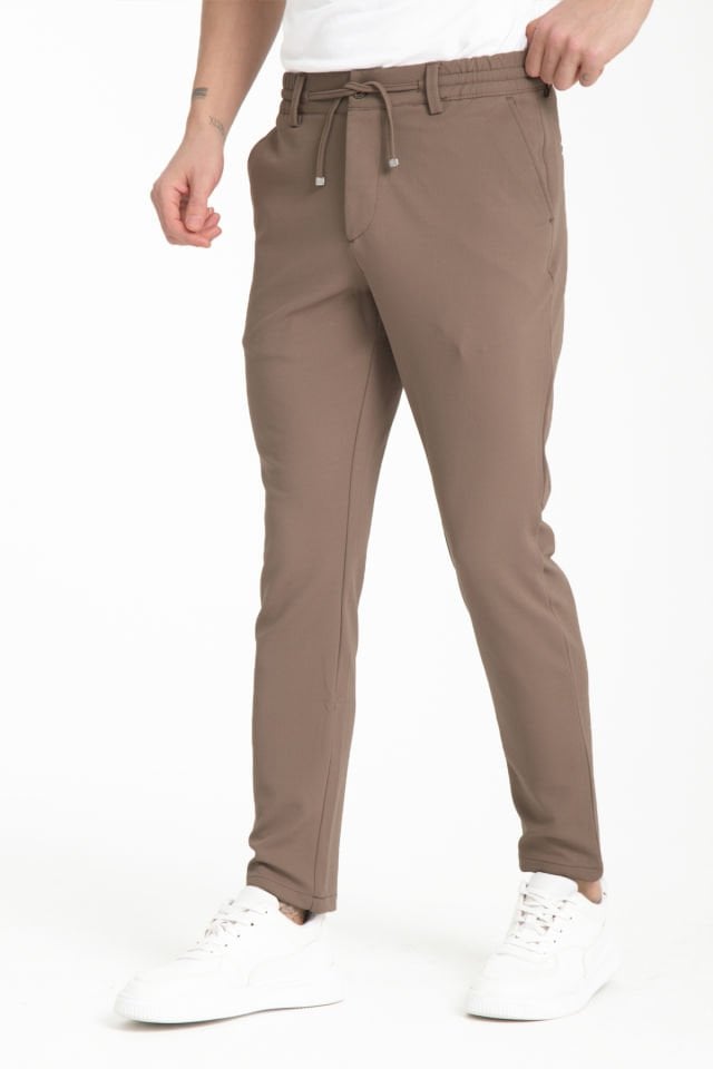 Varetta Erkek Kahverengi Cepli Düz Paça Regular Jogger Pantolon