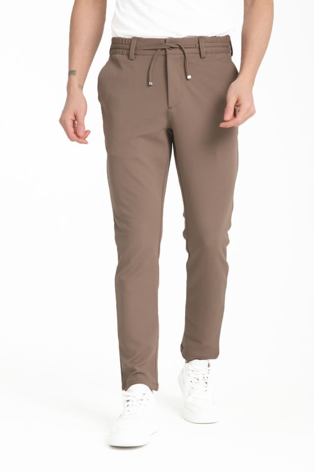Varetta Erkek Kahverengi Cepli Düz Paça Regular Jogger Pantolon