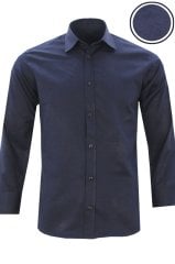 Erkek Lacivert Uzun Kol Slim Fit Cepsiz Gömlek