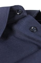 Erkek Lacivert Uzun Kol Slim Fit Cepsiz Gömlek