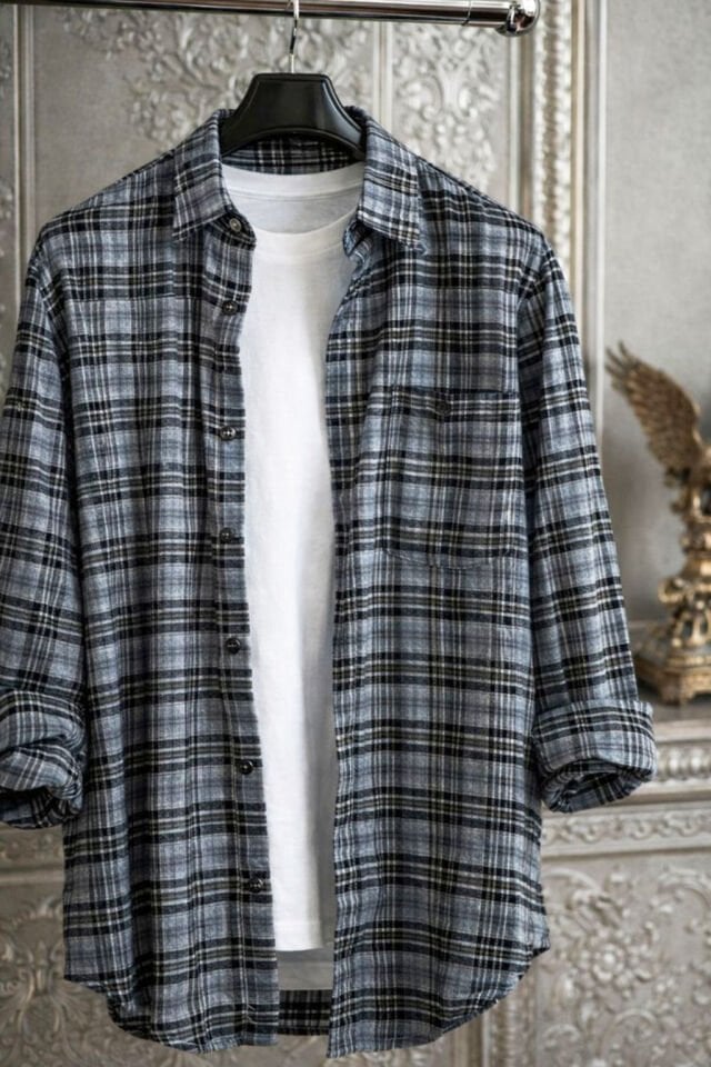 Varetta Erkek Gri Kışlık Gömlek Cepli Kareli