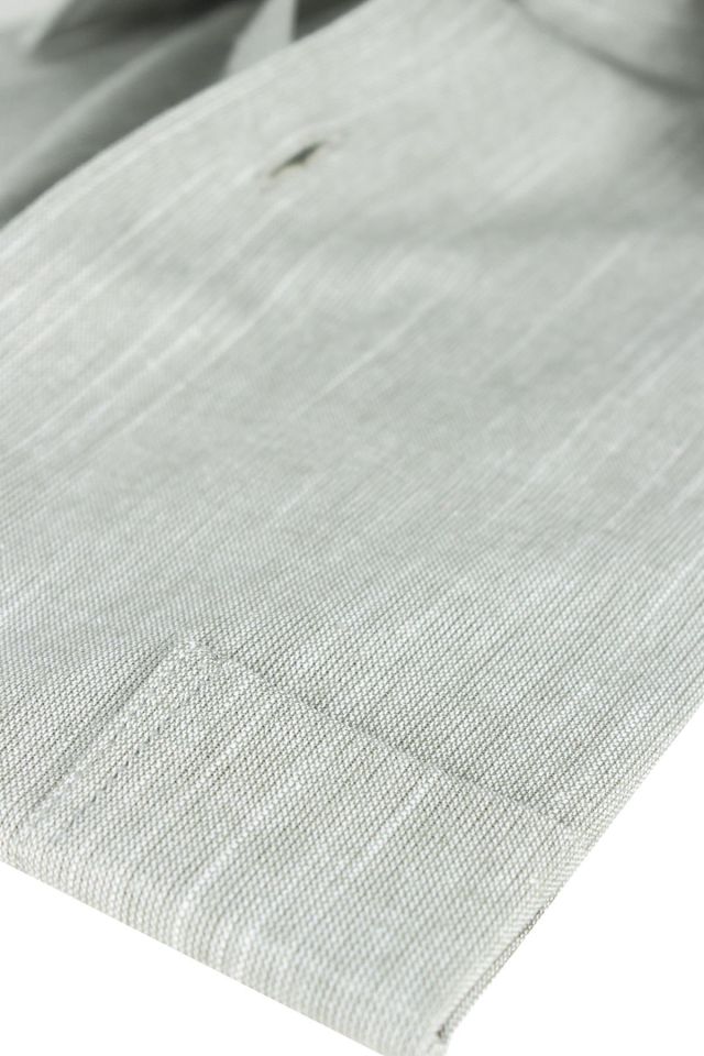 Varetta Erkek Yeşil Uzun Kollu Keten Efektli Cepli Pamuklu Gömlek