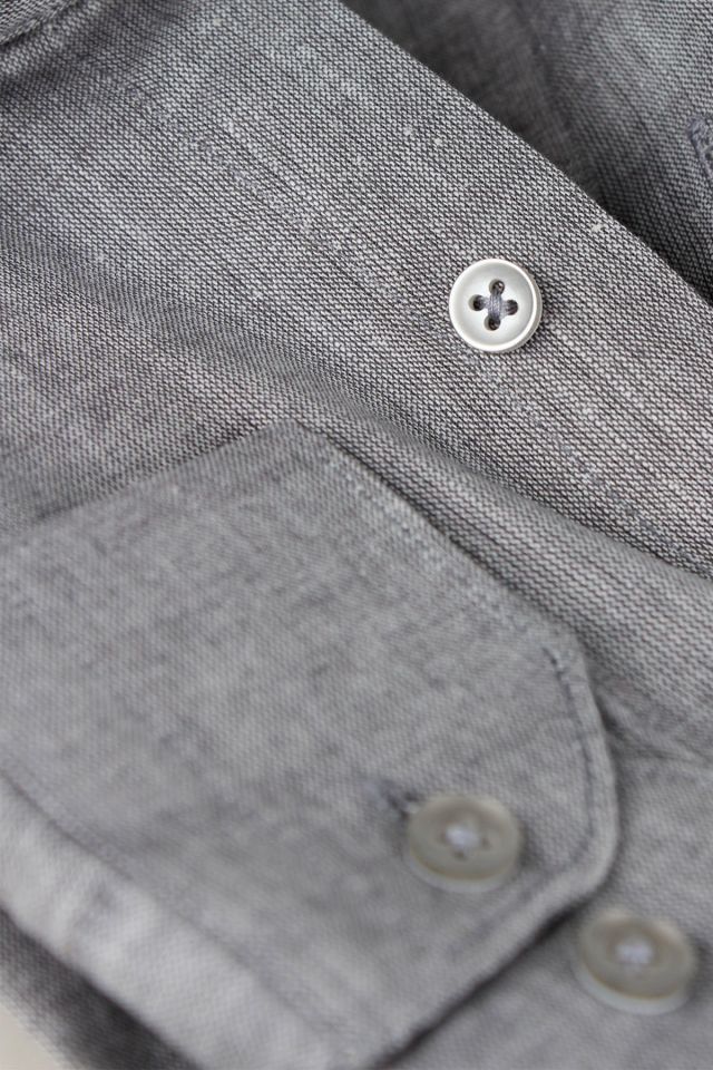 Varetta Erkek Gri Uzun Kollu Keten Efektli Cepli Pamuklu Gömlek