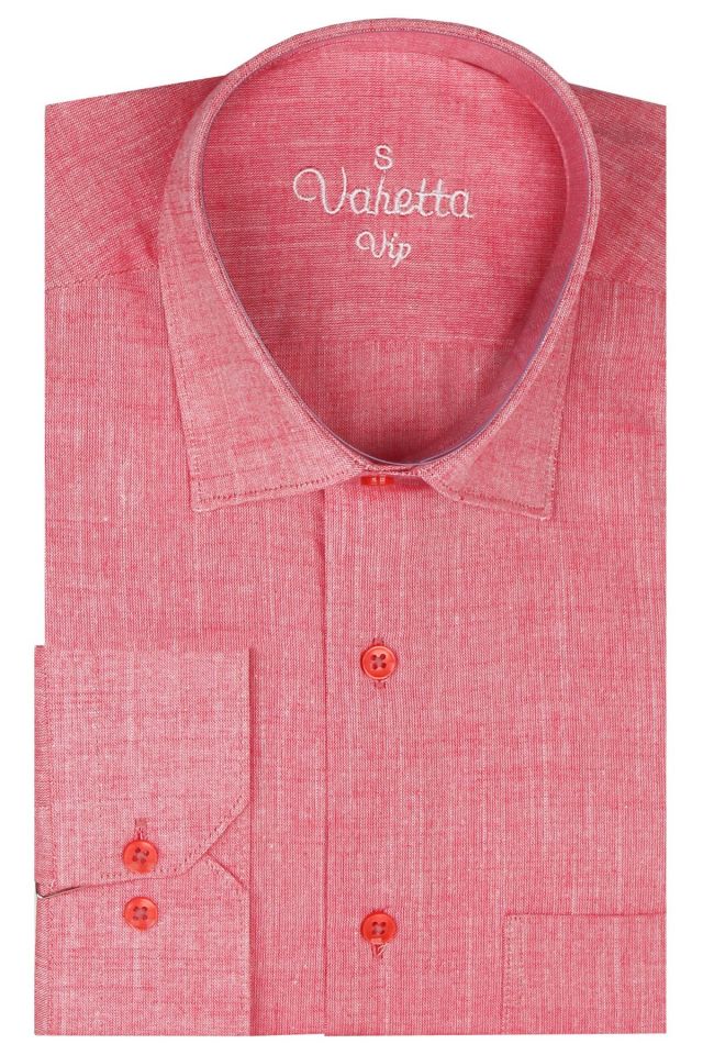 Varetta Erkek Pembe Uzun Kollu Keten Efektli Cepli Pamuklu Gömlek