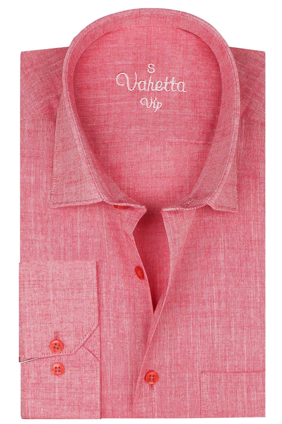 Varetta Erkek Pembe Uzun Kollu Keten Efektli Cepli Pamuklu Gömlek