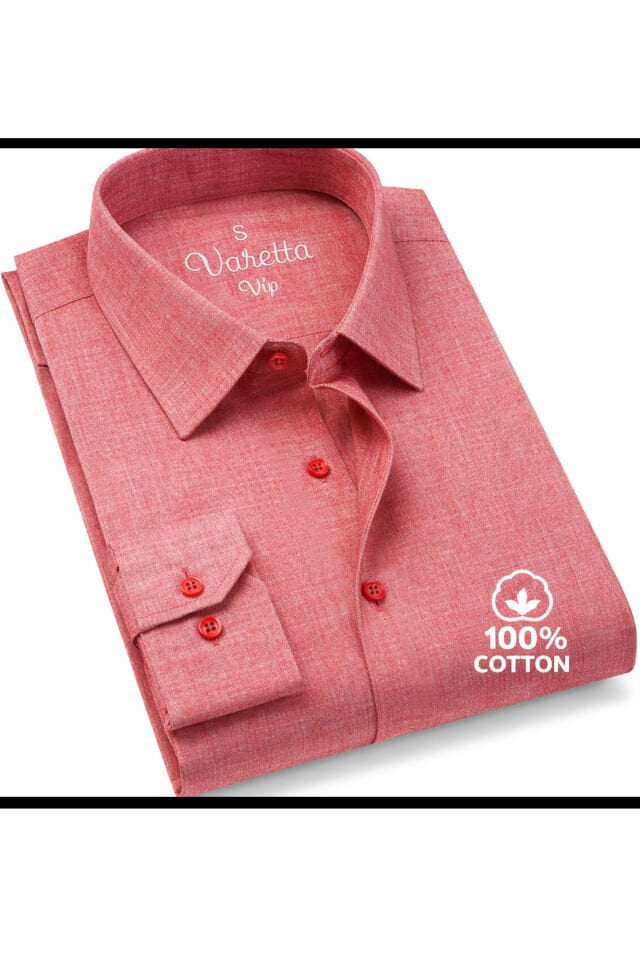 Varetta Erkek Pembe Gömlek Uzun Kollu Keten Efektli Cepli Pamuklu
