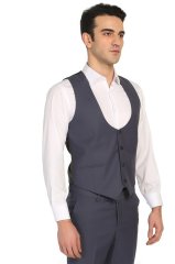 Erkek Yelek Slim Fit Kesim Gri