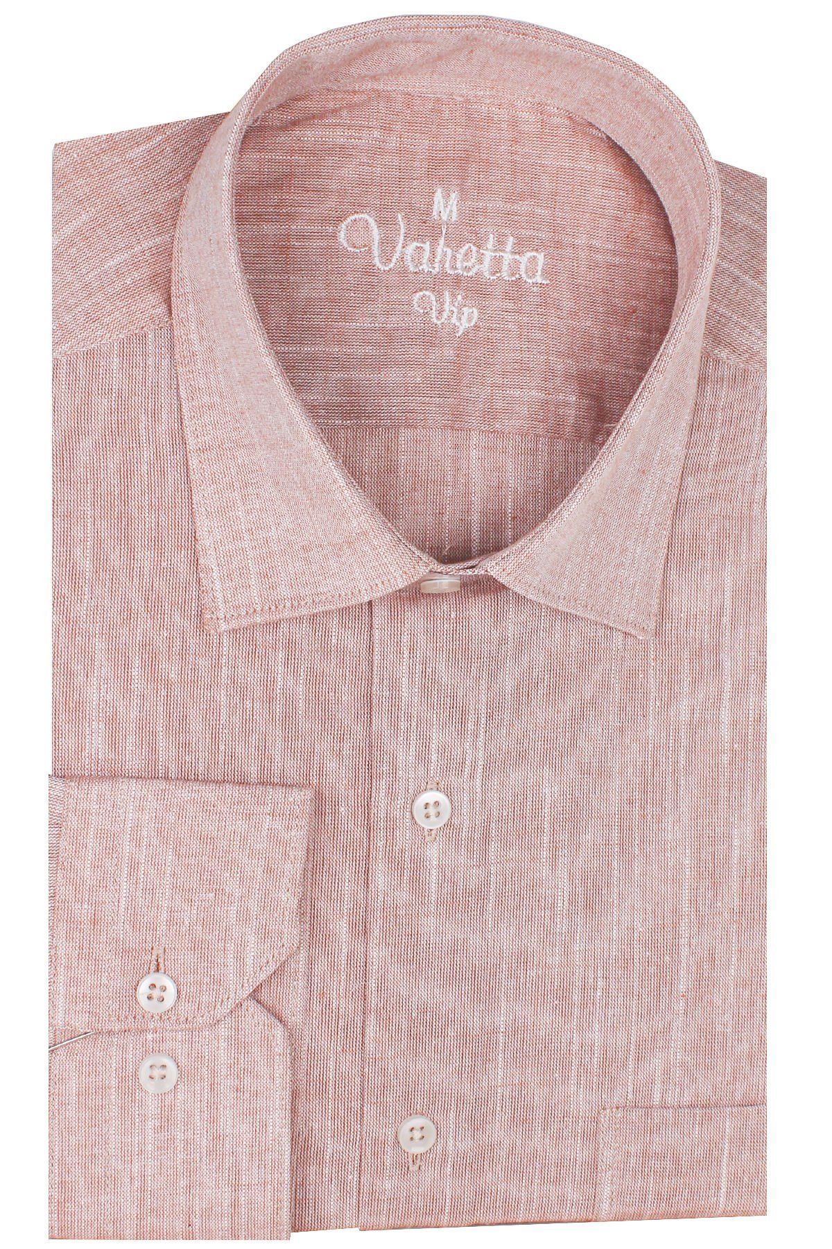 Varetta Erkek Pers Pembe Uzun Kollu Keten Efektli Cepli Pamuklu Gömlek