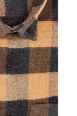 Varetta Erkek Kahverengi Ekose  Kışlık Gömlek Klasik Kesim Yaka Düğmeli