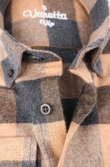 Varetta Erkek Kahverengi Ekose  Kışlık Gömlek Klasik Kesim Yaka Düğmeli